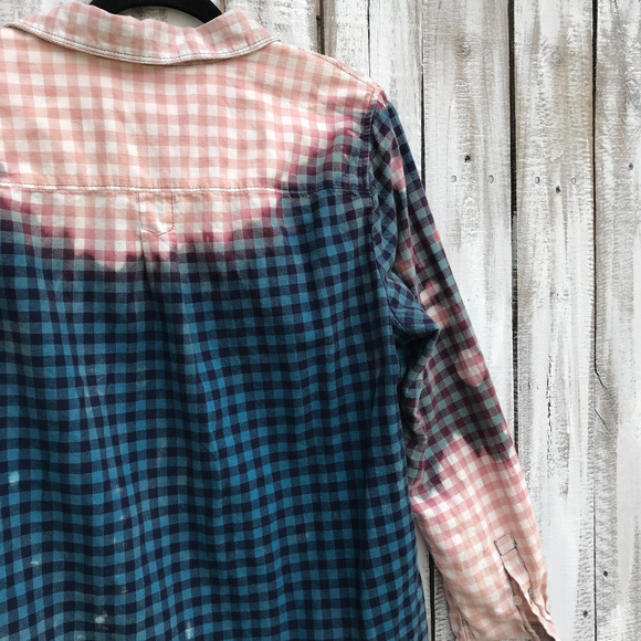 Distressed Custom bleached Flannel Shirts OOAK handmade Country - Picture 4 of 8